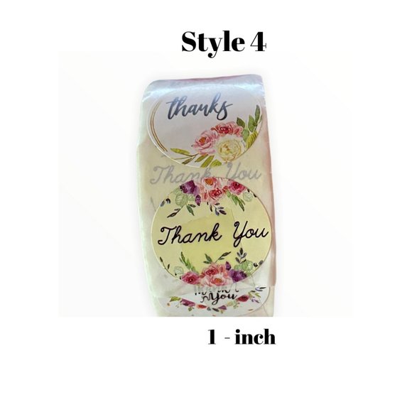 500 Thank You Floral Pattern Stickers - Picture 2 of 10